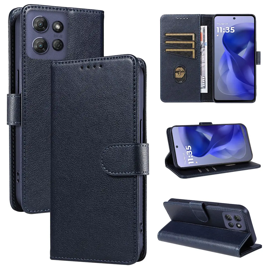 Motorola Moto G 5G 2025 PU Leather Wallet Case Blue